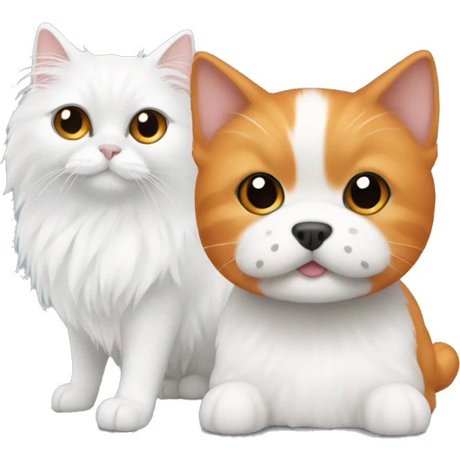 White Maltese next to orange cat emoji