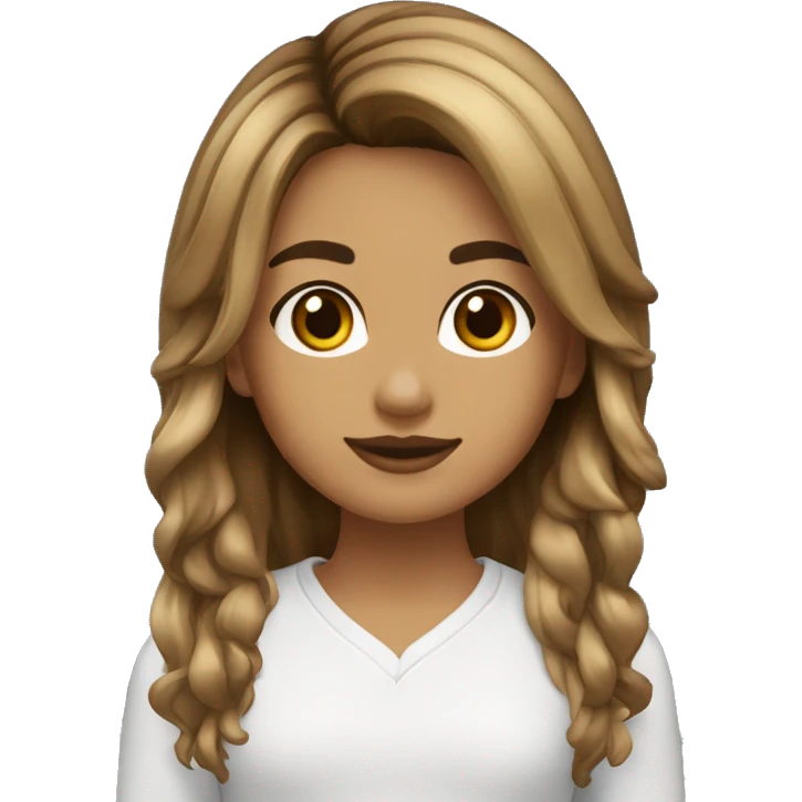 chica karateca de 1.50cm de alto con pelo balayage y piel castaña emoji