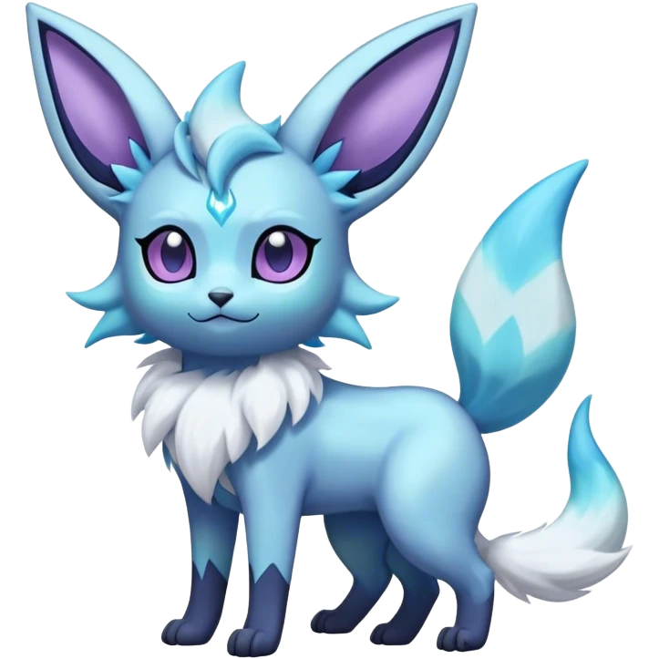 Fluffy celestial Glaceon-Espeon-Umbreon-hybrid, full body emoji