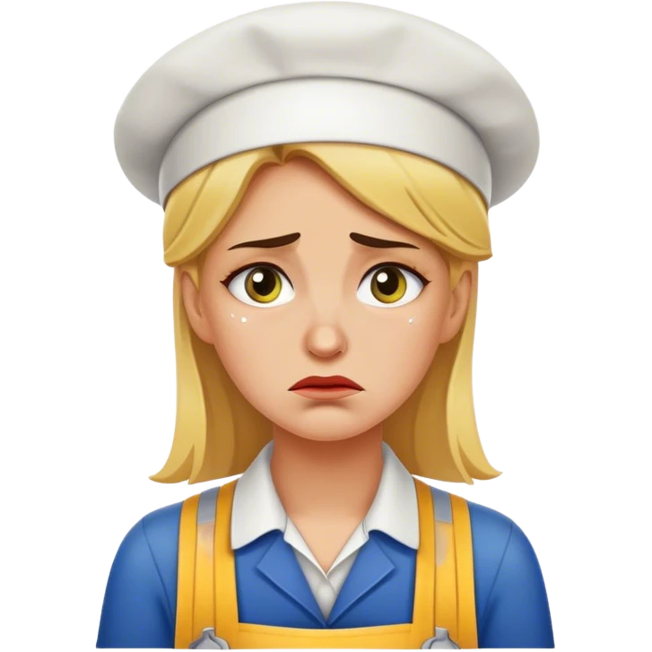 Caucasian female Subway Restaurant worker crying emoji