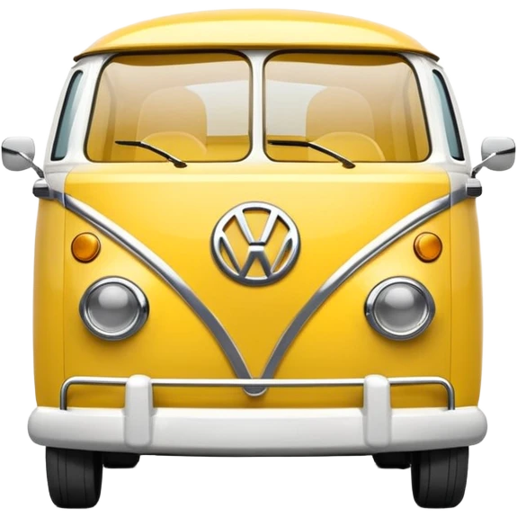 yellow and white Volkswagen ID. Buzz van, emoji cartoon style emoji