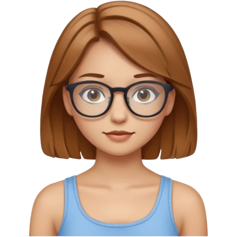 Hafif kumrak saçlı, beyaz tenli, gözlüklü, crop giyinen bir kiz emoji