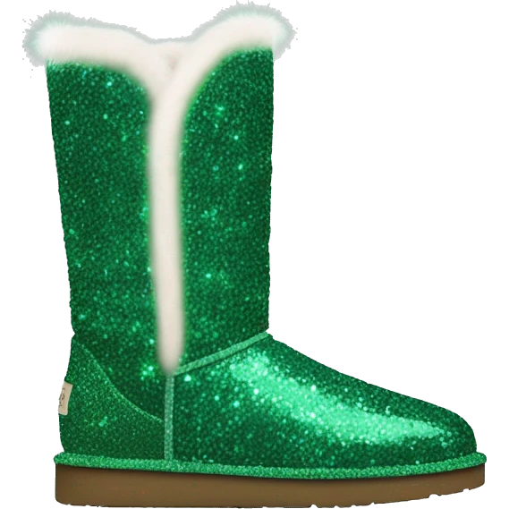 Realistic emerald green Sparkle glitter and fur Ugg boots. emoji