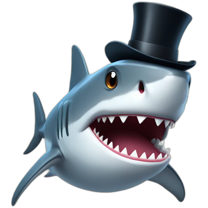 Shark with a top hat emoji