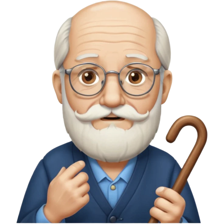 Anciano barba blanca muy larga bastón audifonos sordera lentes  emoji