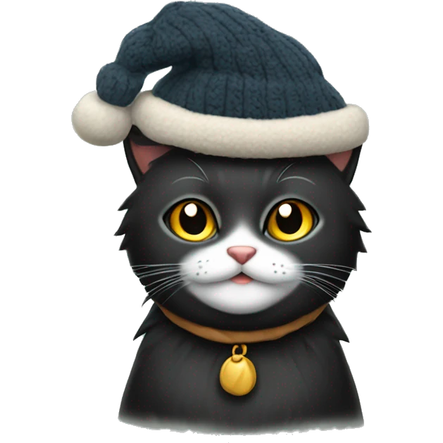 Gato Negro Con gorro de invierno emoji