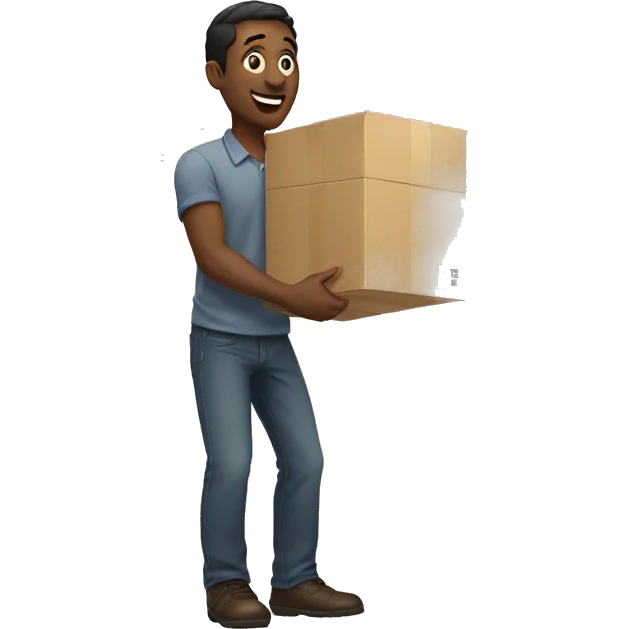 Man picking up package emoji
