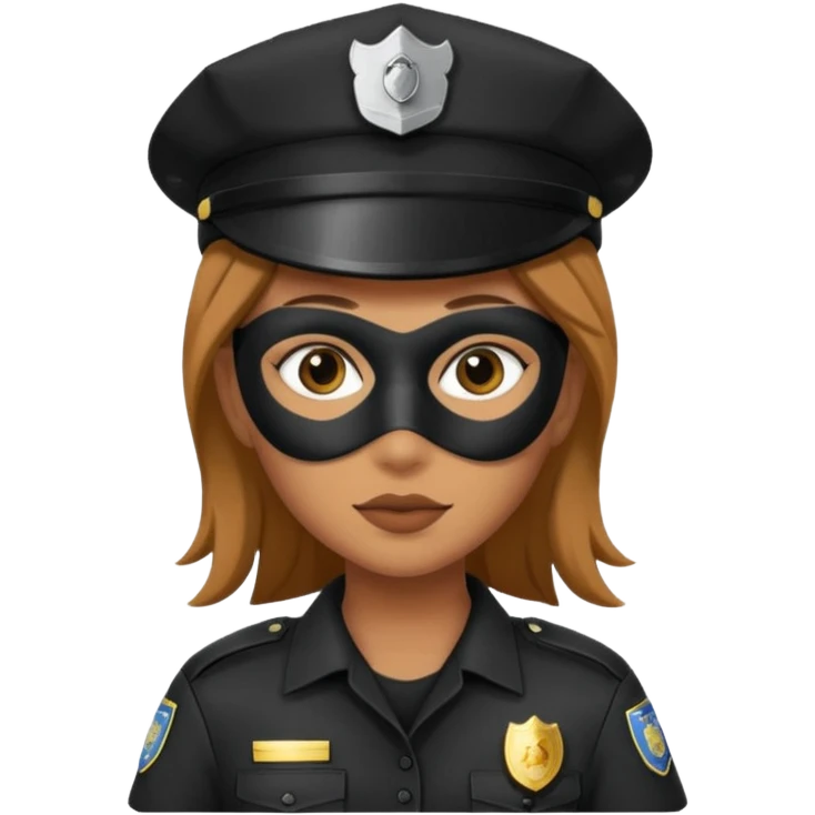 thief with police hat, thief mask, thief black prison dress. emoji