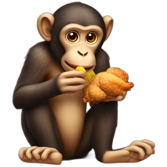 monkey eating chicken emoji