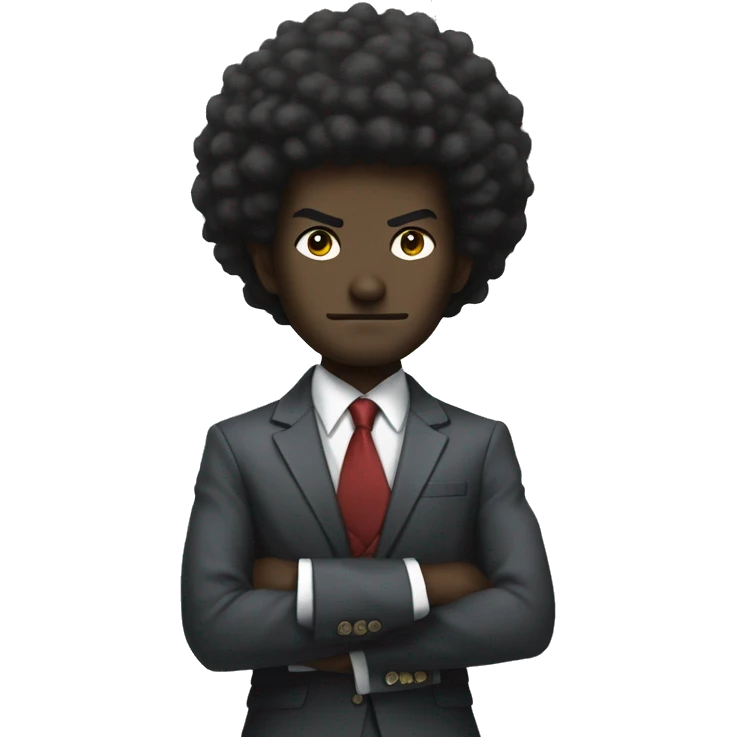 Afro samurai in a Wall Street suit emoji