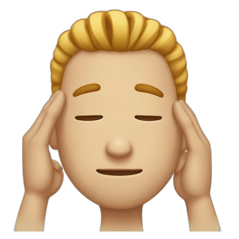 man with bun doing facepalm on his forehead emoji