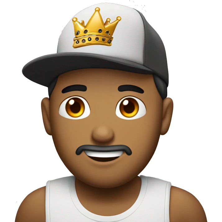 Chico con gorra serio con un tatuaje de corona en la mejilla  emoji