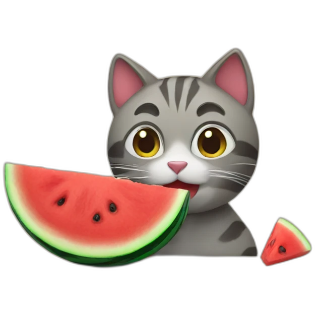 cat eat watermelon emoji