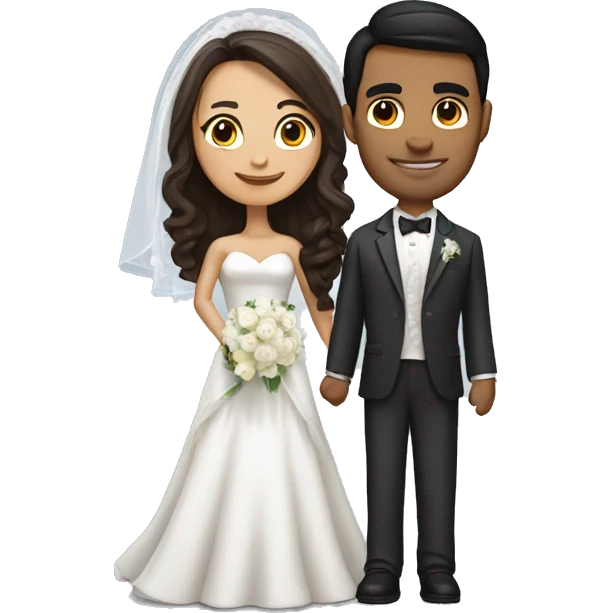 dark brown haired bride with a tall latino groom  emoji