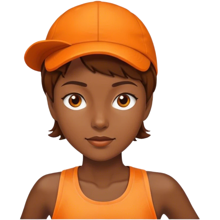 runner girl with orange hat on and short brown hair emoji