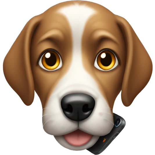 Dog holding phone emoji