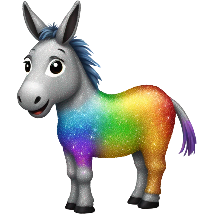 Glitter rainbow donkey emoji
