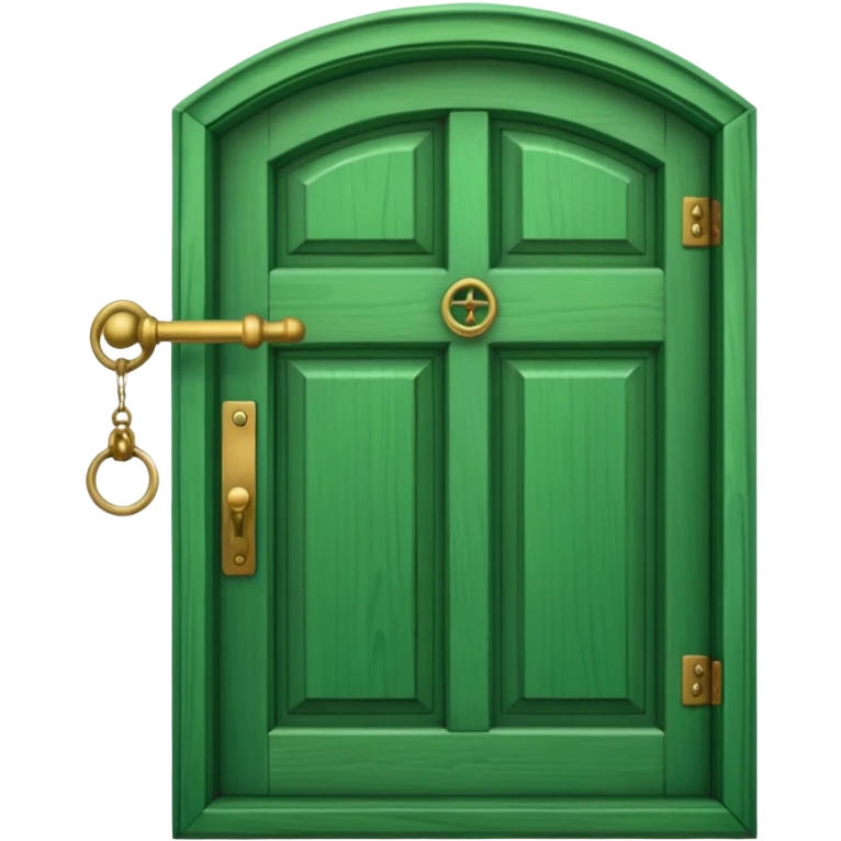 A simple green door emoji with a handle and a knocker emoji