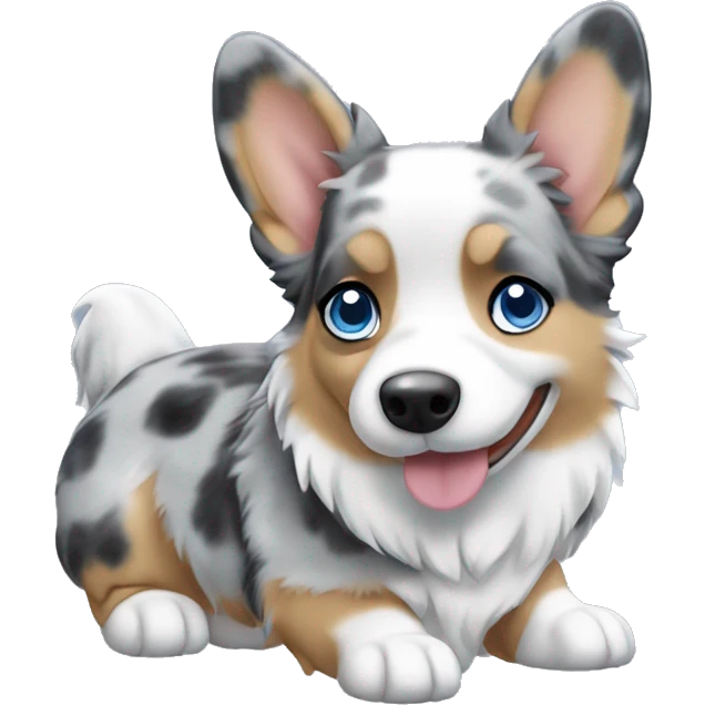 Blue Merle corgi with blue eyes no tail emoji