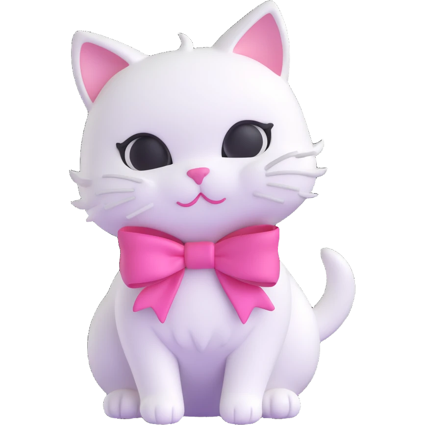 white cat with a pink bow emoji