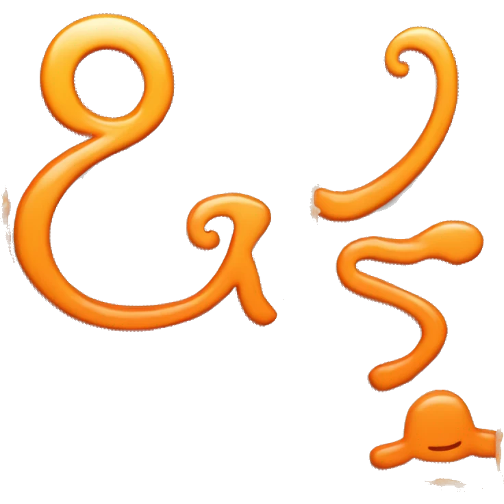 K letter orange color, stylo gecko footprint emoji