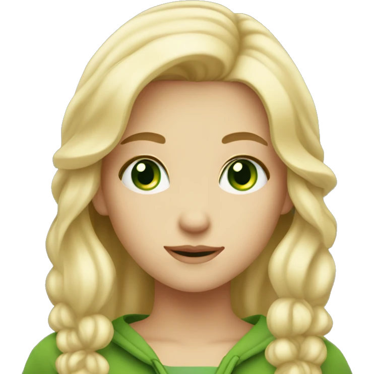Cosy cute long blond haired girl with green eyes emoji