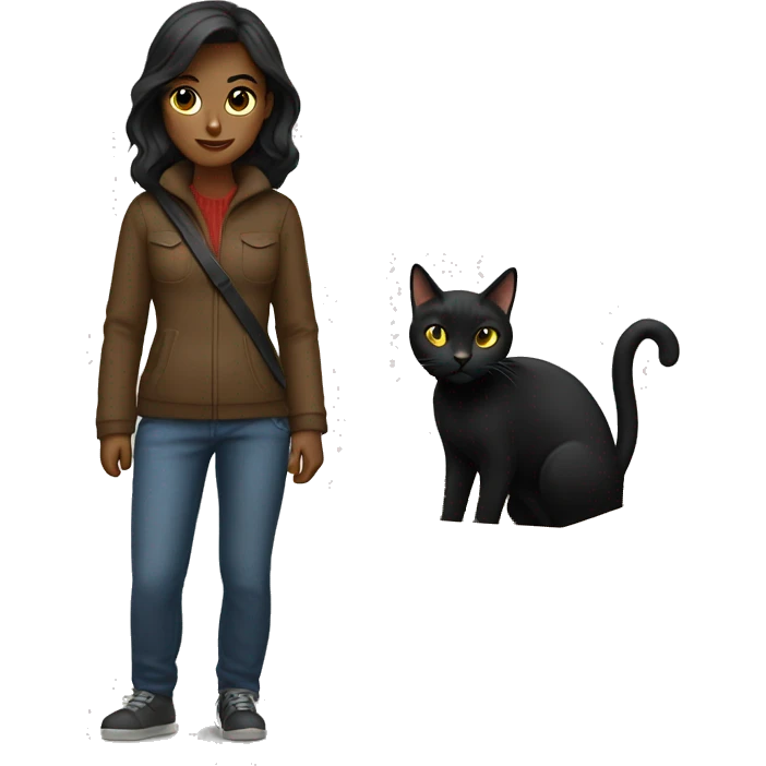 Black cat female with Stanley termos  emoji