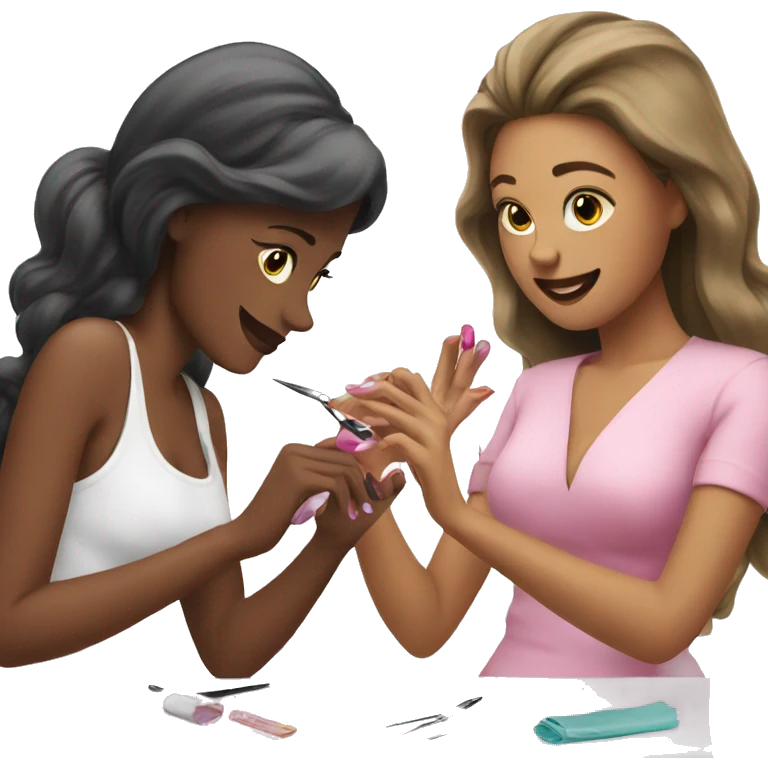 woman doing a manicure to another woman emoji