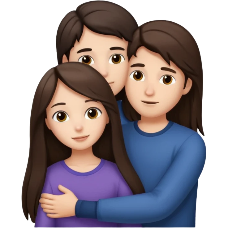 парень брюнет обнимает девушку брюнетку с длинными прямыми волосами, emoji