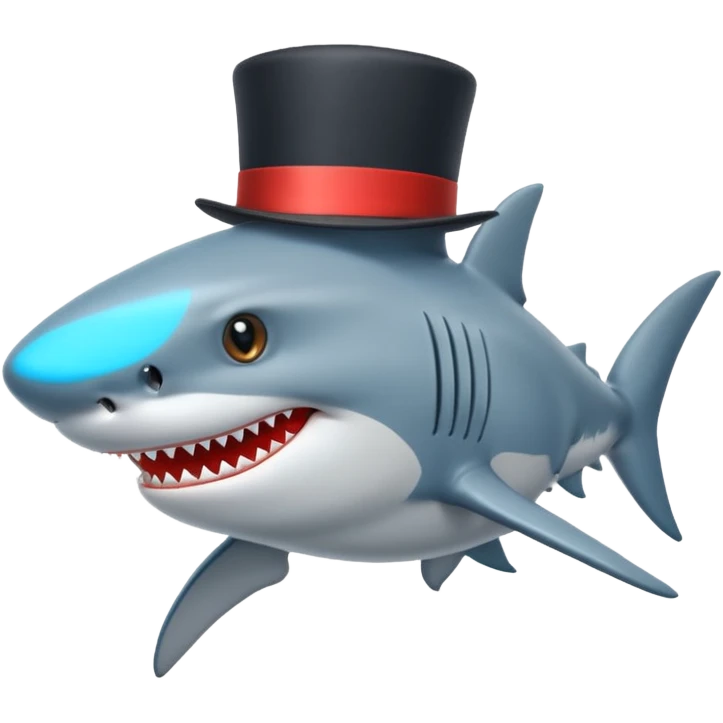 Shark with a top hat emoji