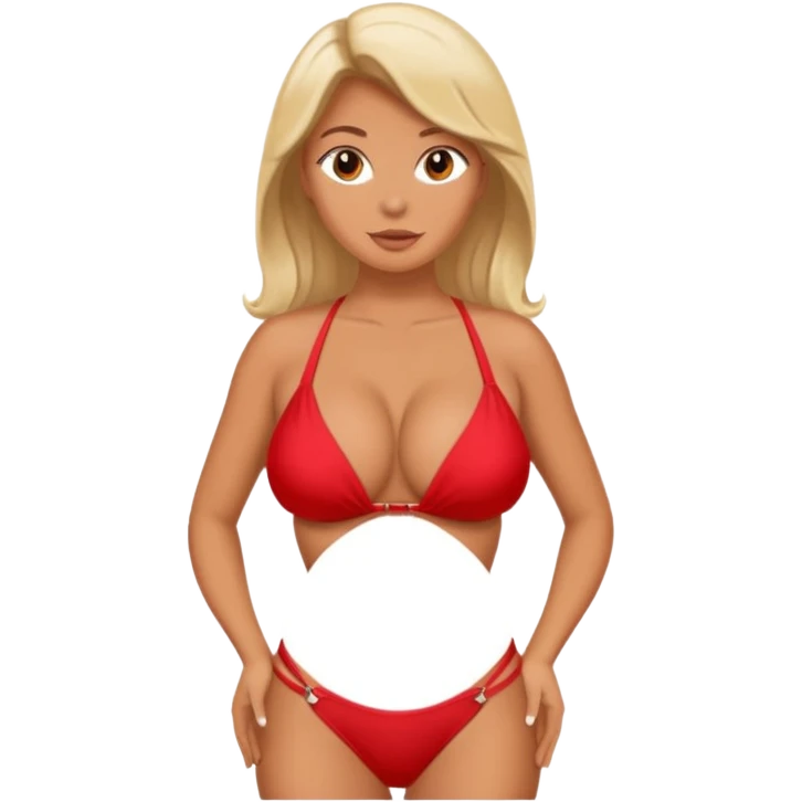 Lady with huge boobs, in a tight bikini, tanned emoji