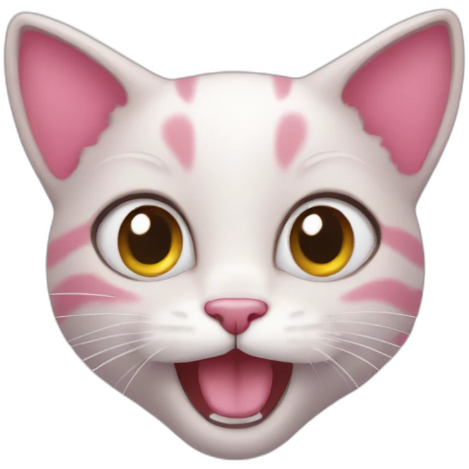 A pink kitten with one mouth open emoji
