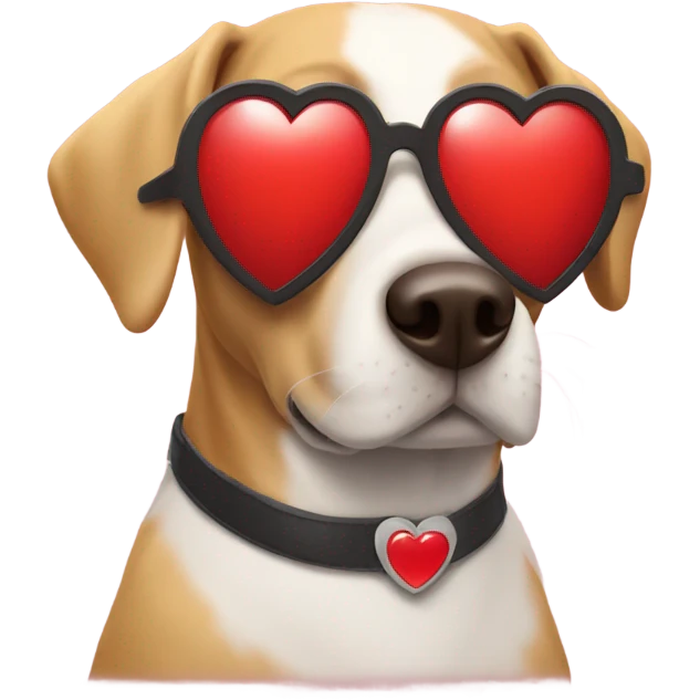 Dog wearing heart sunglasses emoji