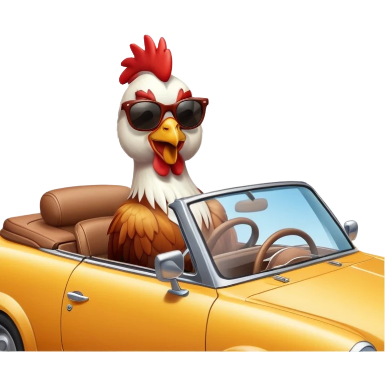 rooster in a convertible car emoji