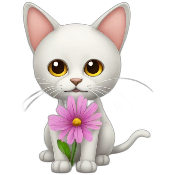 cat-fly-with-flower-sick emoji