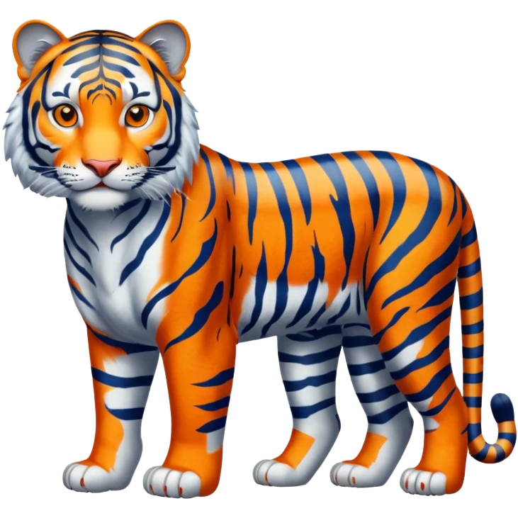 A full-length blue tiger with orange eyes emoji