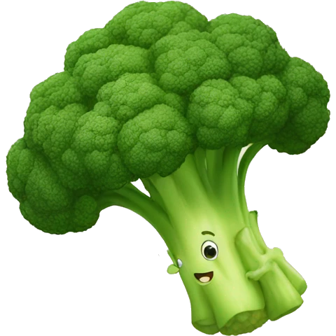 Broccoli cartoon running fast emoji
