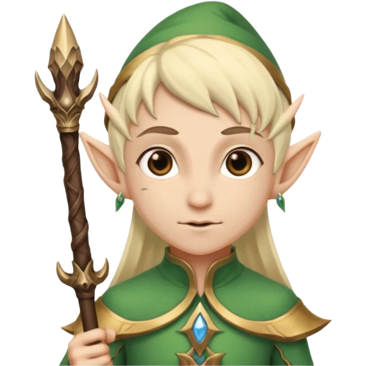 different color elve with staff emoji