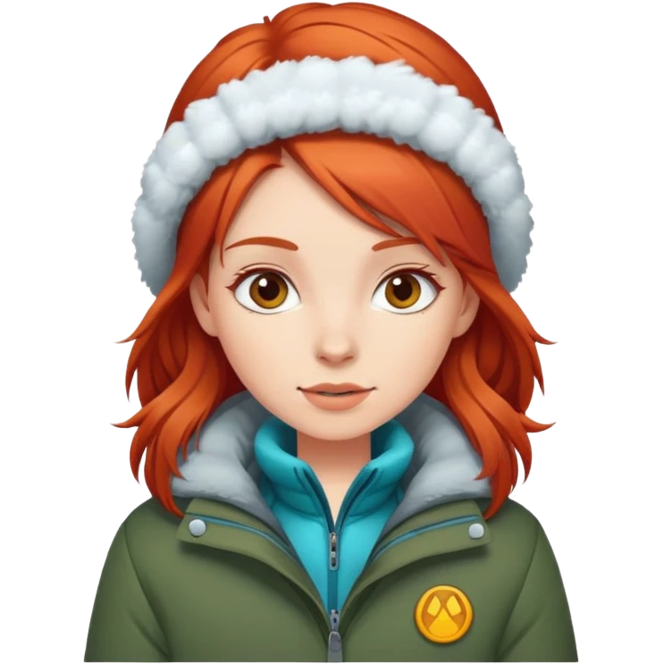Red-haired girl in a winter jacket emoji