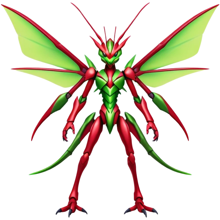 Colorful Cool Edgy Shiny Futuristic Ethereal Legendary Scizor-Scyther-Digimon-hybrid full body emoji