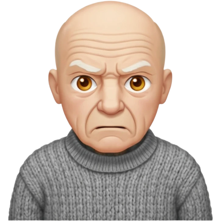Old man, angry, sweater, bald
 emoji