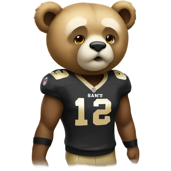 A bear wearing a Saints football uniform emoji