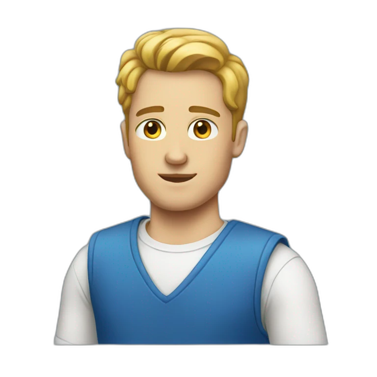 White guy with a blue vest emoji