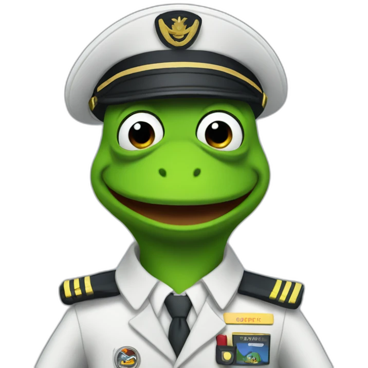 kermit as airline pilot with grey uniform emoji