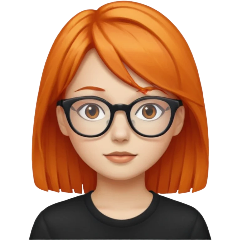 Girl with orange hair and side bangs and glasses  emoji