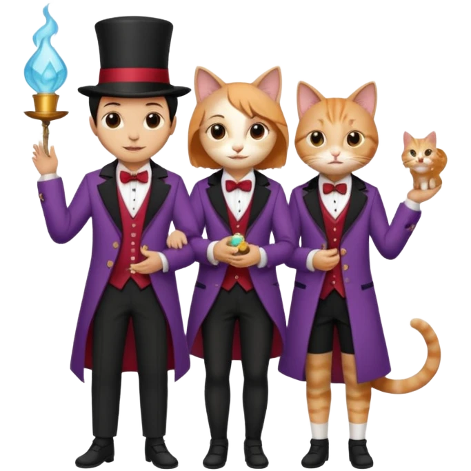 magician couple and their pet cat emoji