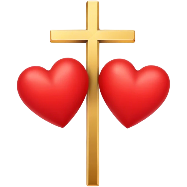 Two red hearts united by a gold cross  emoji