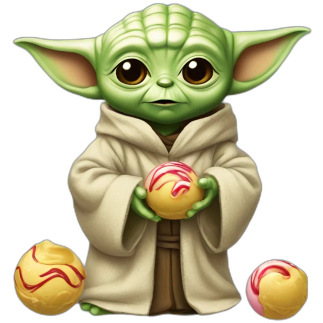 Bébé Yoda with bonbons emoji