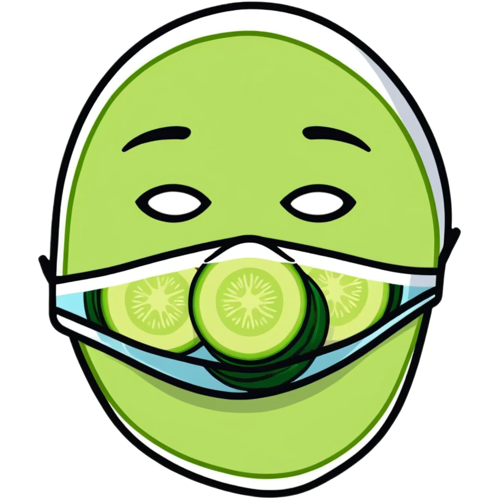 spa day with face mask and cucumber slices emoji