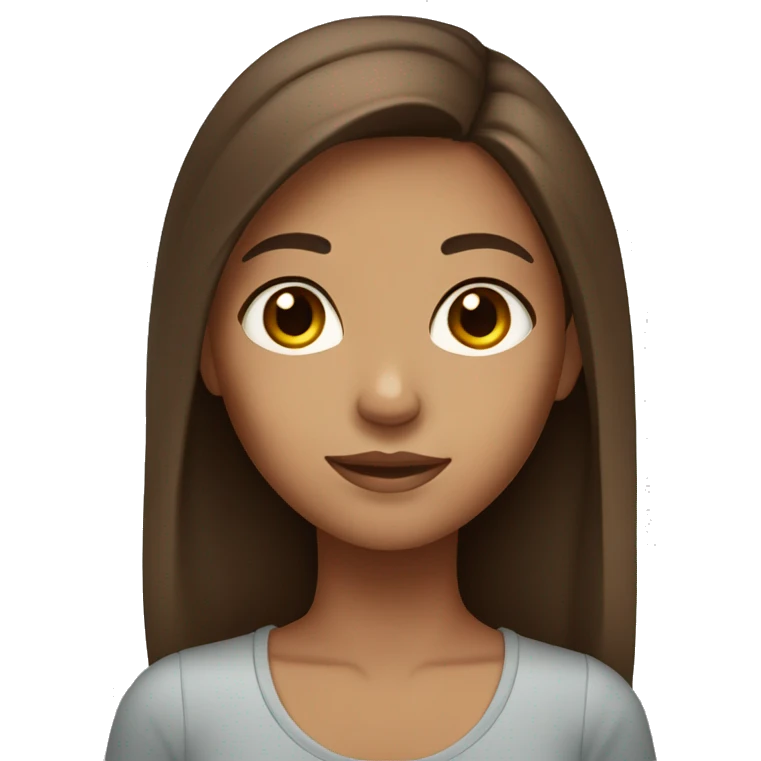 Girl with medium brown hair and brown eyes and tan skin emoji